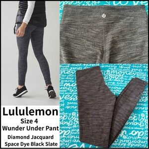 Sz4 Lululemon Wunder Under Pant III 
Diamond Jacquard Space Dye Black Slate